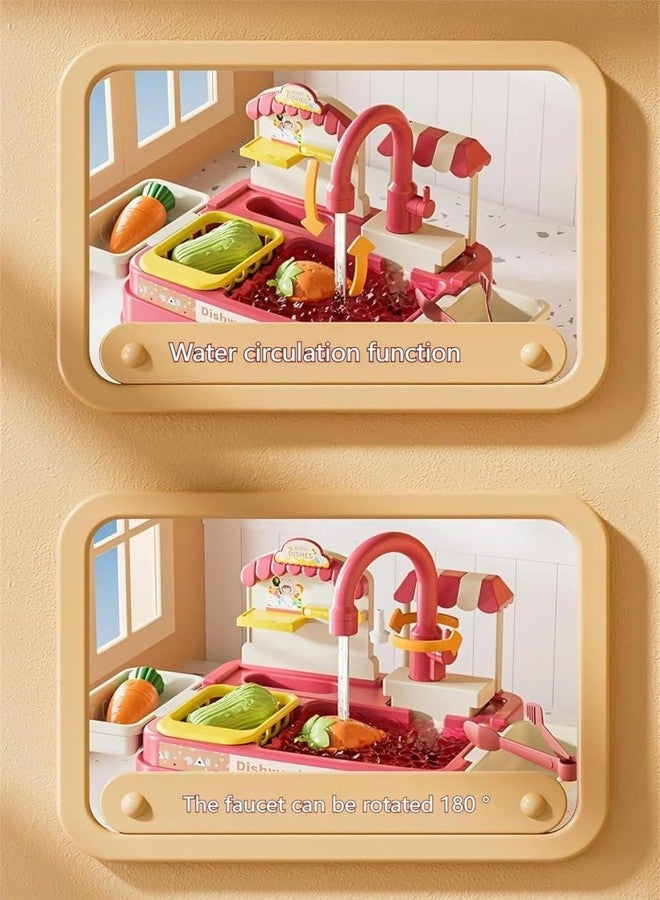 Oupstrive Pretend Play Dishwasher Kitchen Sink Toy Set with Running Water, Cookware, Vegetables, Utensils, and Tableware - 40+ Pcs Educational Role Play Cooking Set for Kids, Toddlers & Girls Boys. - Image 5